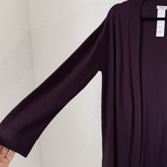 Akris Punto Cardigan Sweater US 16 Dark Purple Open 100% Wool Designer Luxury - Picture 13 of 13